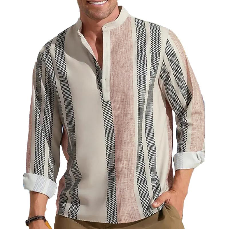Cooper - V-neck striped lapel shirt