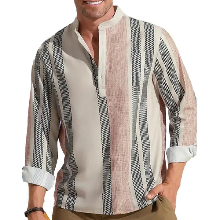Cooper - V-neck striped lapel shirt