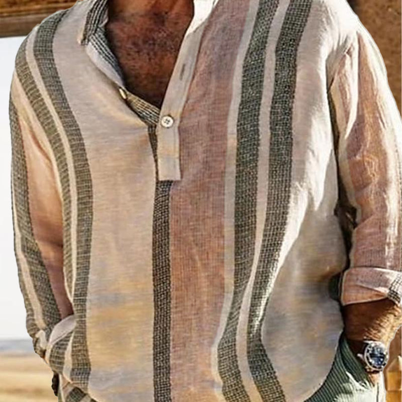 Cooper - V-neck striped lapel shirt