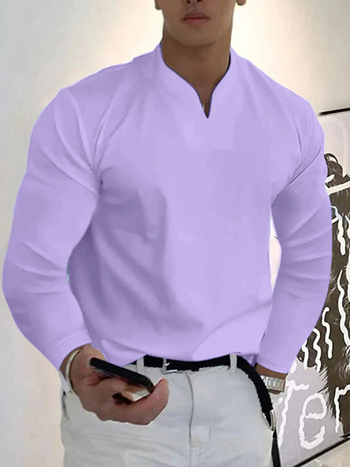Men’s Long Sleeve V-Neck Shirt | Slim Fit