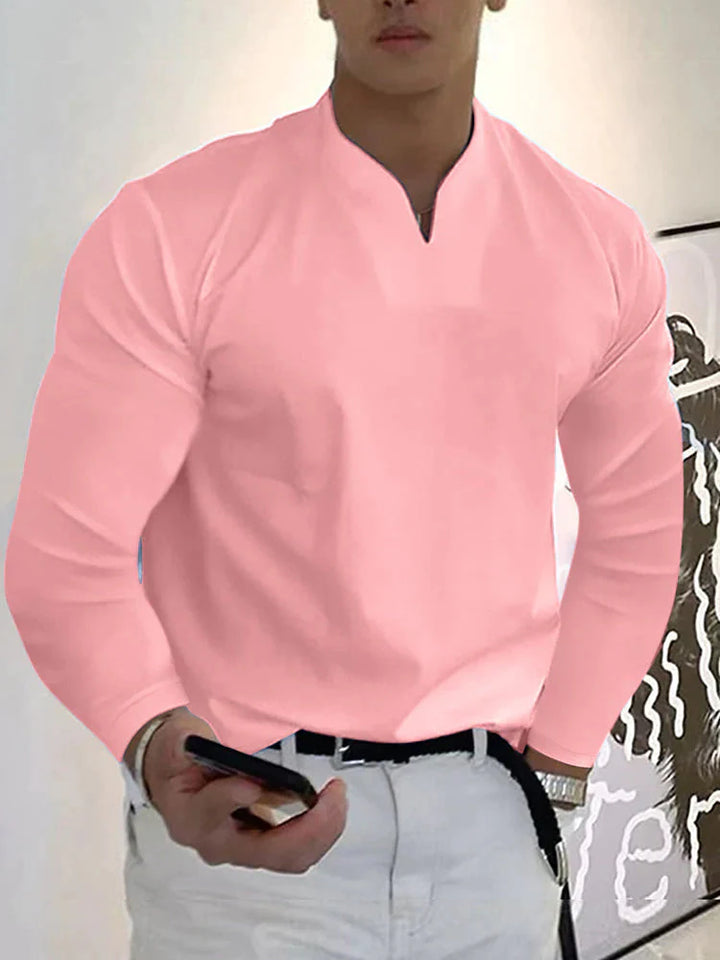 Men’s Long Sleeve V-Neck Shirt | Slim Fit