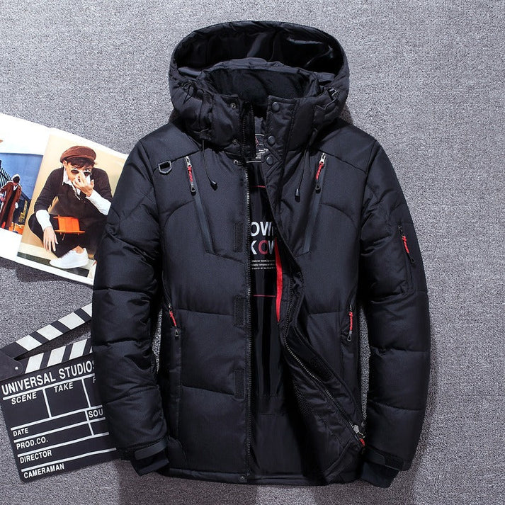 Men’s Puffer Jacket | Hooded Parka with Zipper Pockets