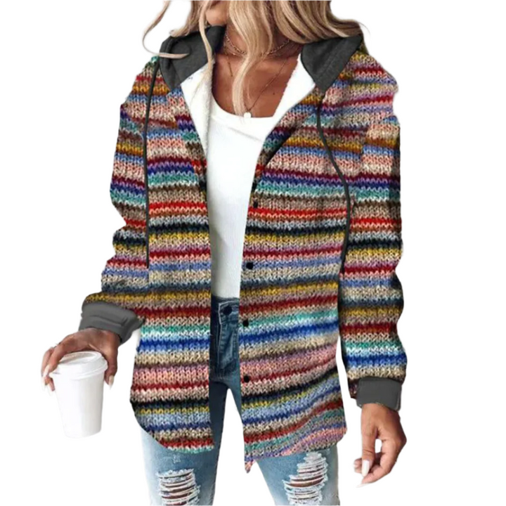 Women’s Hooded Knit Cardigan | Striped