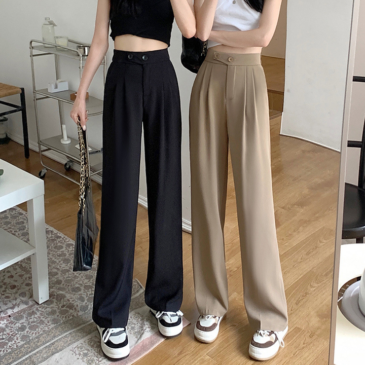 Women’s High Waist Wide Leg Trousers | Straight Cut