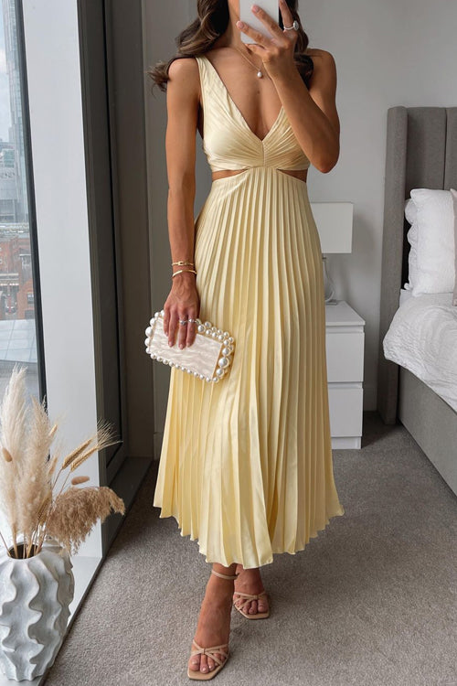 Women’s Pleated Cutout Dress | Midi