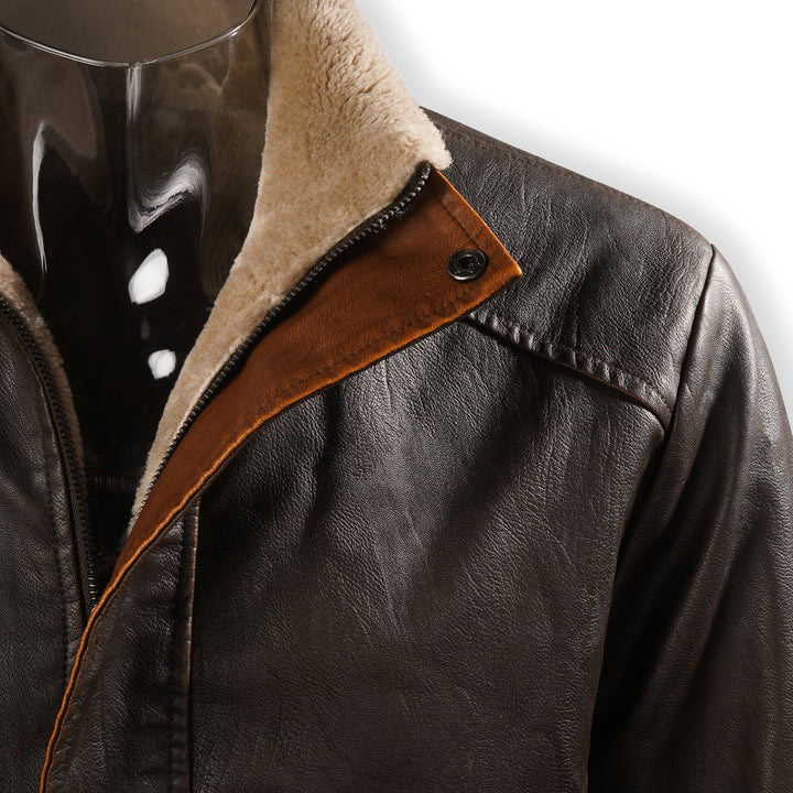 Erick - Men's Retro Double Collar Leather Coat