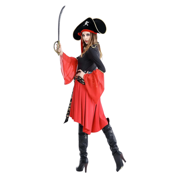 Women’s Pirate Halloween Costume Dress | Lace-Up Top & Asymmetrical Hem