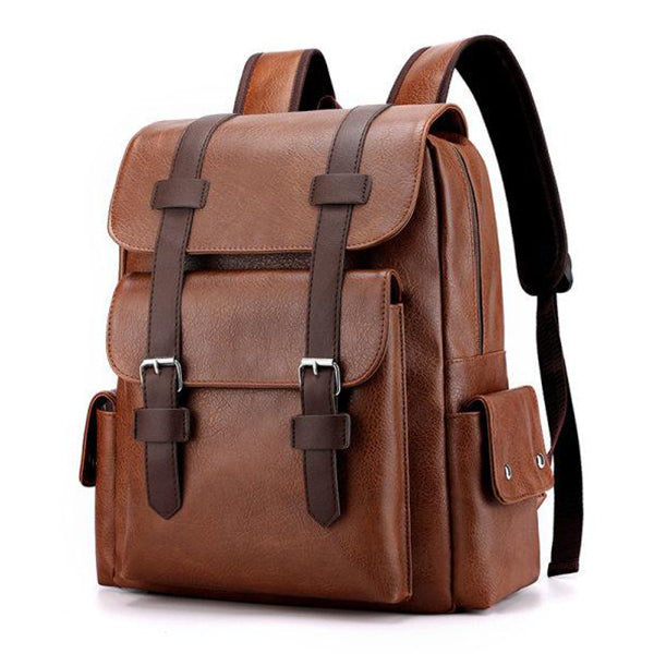 Luciano - Retro style leather multi-compartment backpack