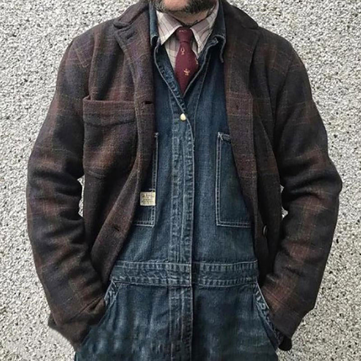 Giuliano - Men's Vintage Plaid Lapel Relaxed Jacket