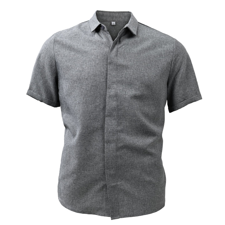 Felix - Men's Solid Color Lapel Short Sleeve Cotton Linen Shirt