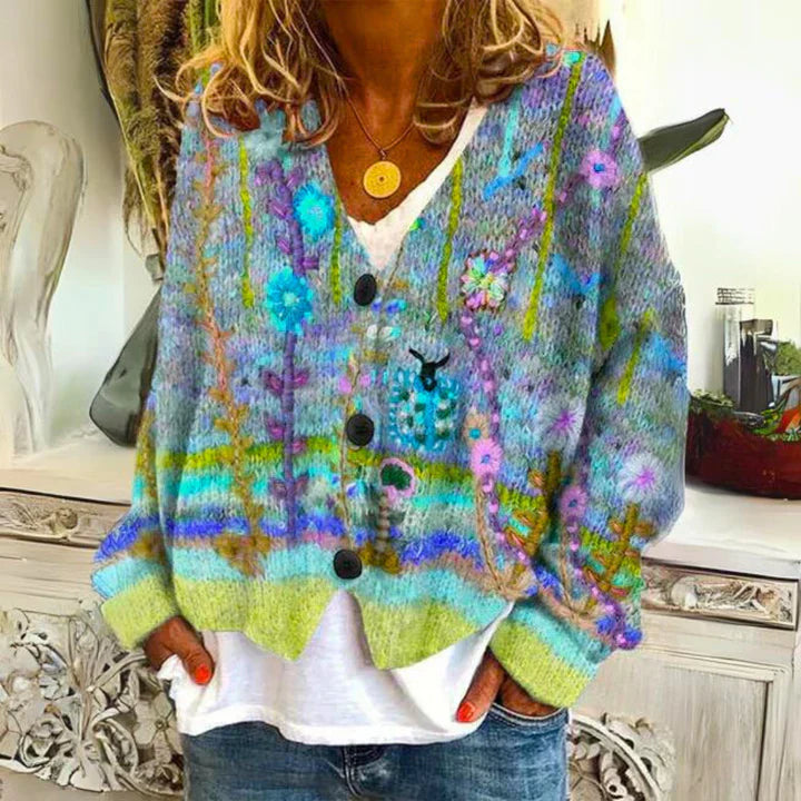 Women’s Floral Knit Cardigan | Button-Up