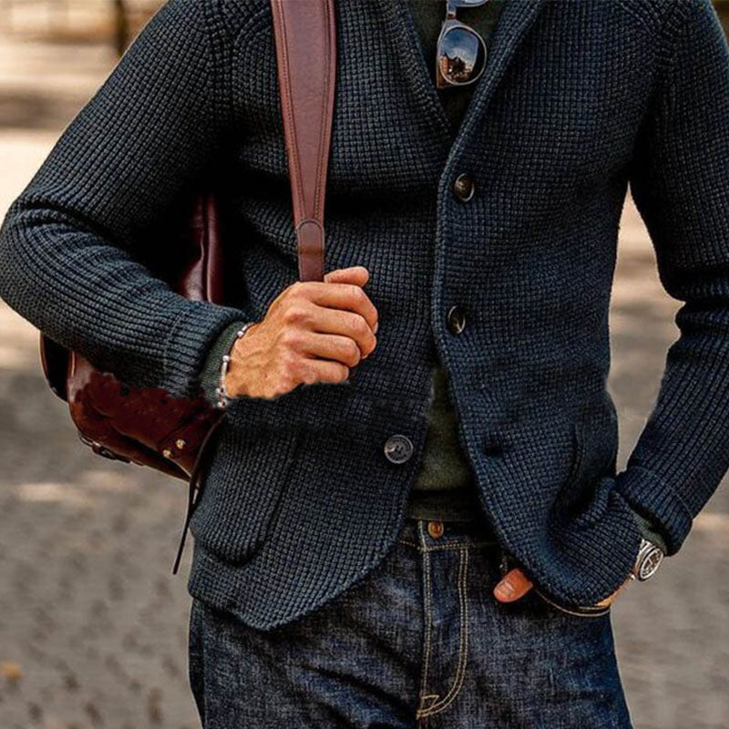 Evan - Men's Casual Stand Collar Knit Blazer