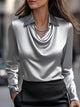 Women’s Elegant Draped Blouse | Long Sleeve
