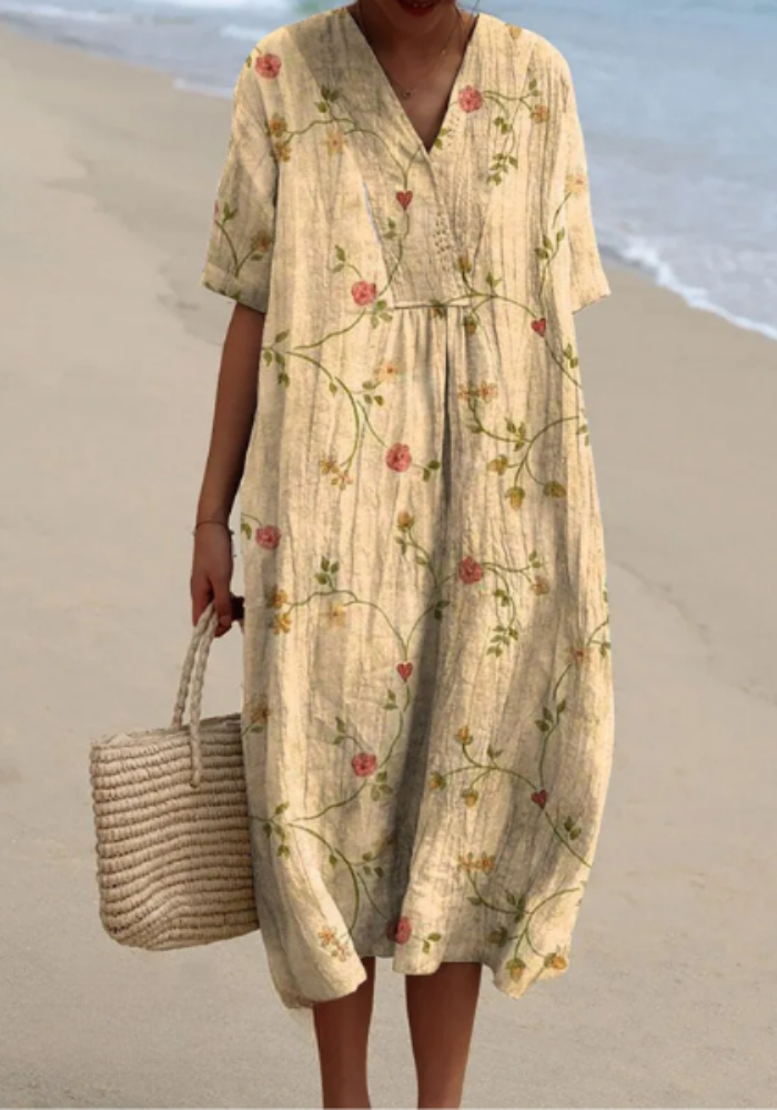 Women’s Loose V-Neck Dress | Midi