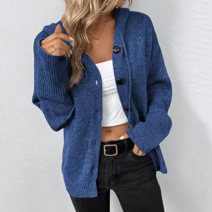 Women’s Button-Up Knit Cardigan | Hooded