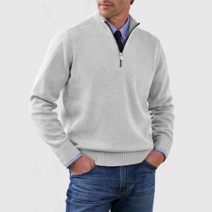 Men’s Quarter Zip Knit Jumper | Stand Collar