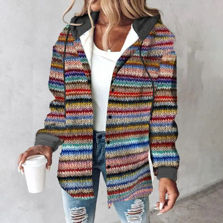 Women’s Hooded Knit Cardigan | Striped