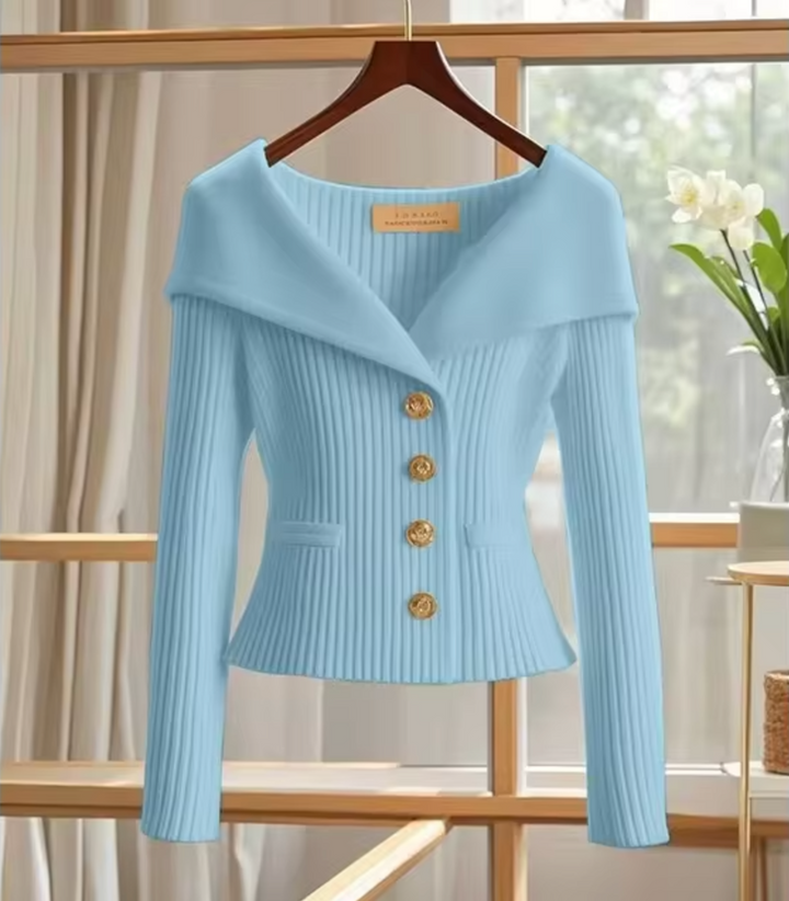 Women’s Fitted Button Cardigan | Off Shoulder