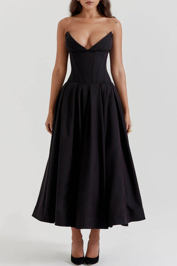 Women’s Corset Pleated Dress | Midi