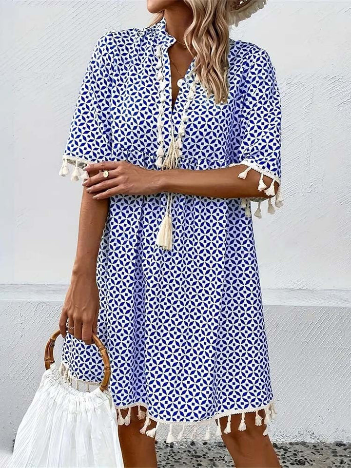 Women’s Printed Tassel Dress | Loose Fit