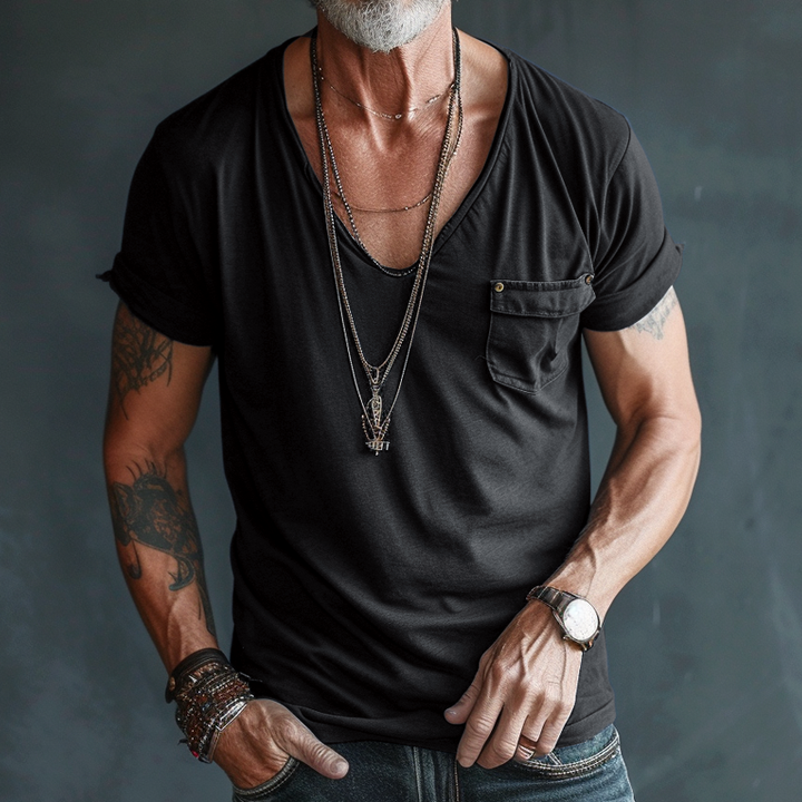 Nathaniel - Men's v neck pocket t-shirt