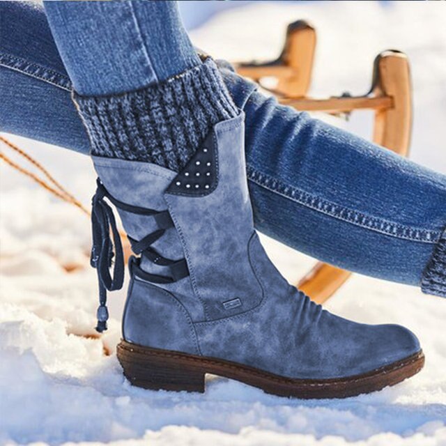 Women’s Studded Back Lace-Up Boots | Mid-Calf