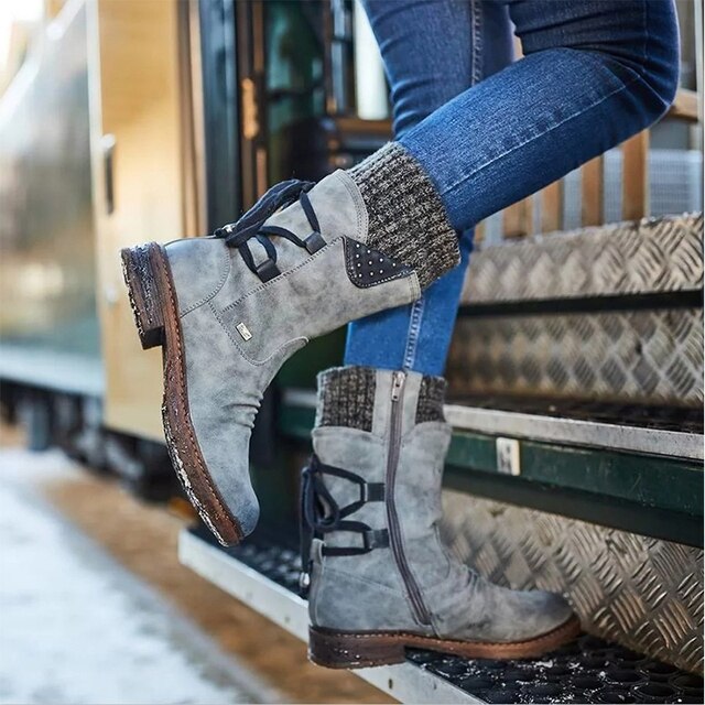 Women’s Studded Back Lace-Up Boots | Mid-Calf