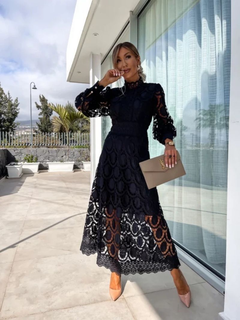 Women’s Lace Long Sleeve Dress | Midi