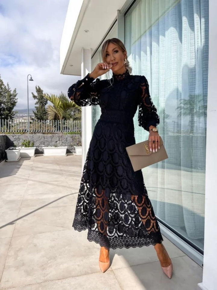 Women’s Lace Long Sleeve Dress | Midi