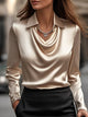 Women’s Elegant Draped Blouse | Long Sleeve