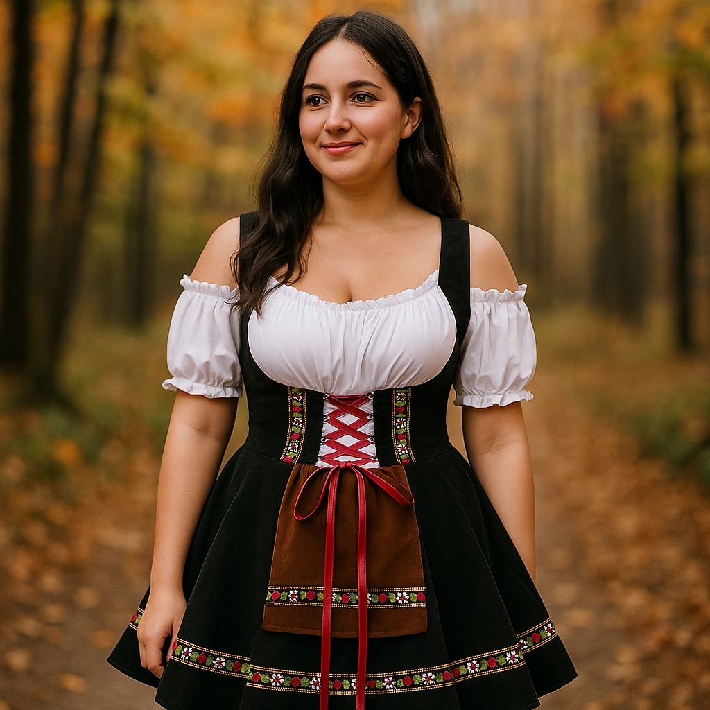 Women’s Oktoberfest Costume | Plus Size Puff Sleeve Mini Dress