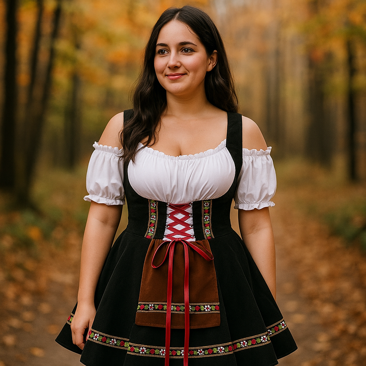 Women’s Oktoberfest Costume | Plus Size Puff Sleeve Mini Dress