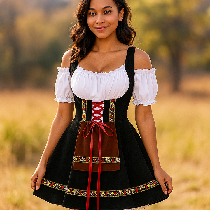 Women’s Oktoberfest Costume | Plus Size Puff Sleeve Mini Dress