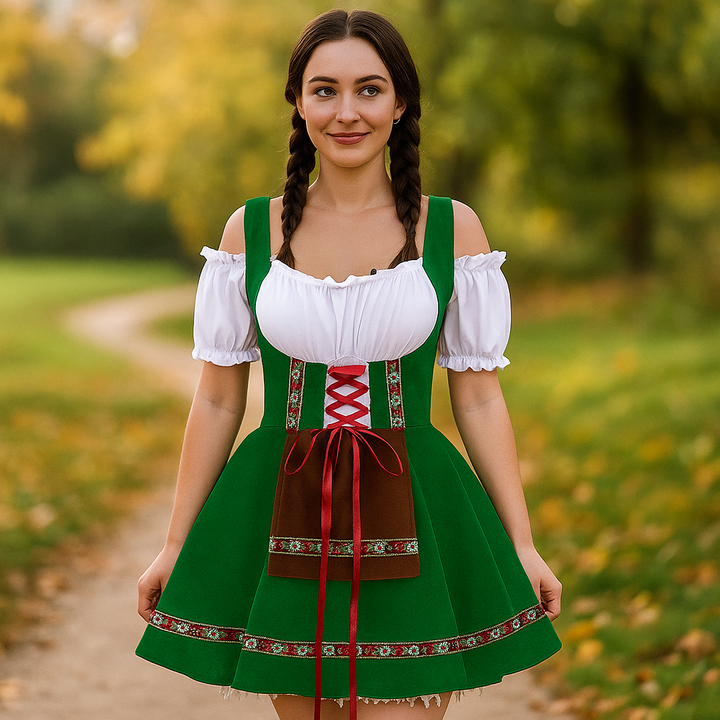 Women’s Oktoberfest Costume | Plus Size Puff Sleeve Mini Dress