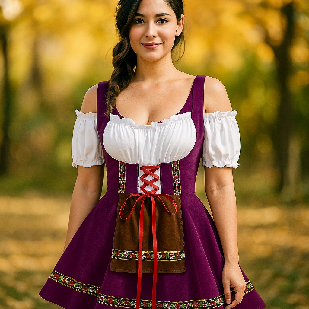 Women’s Oktoberfest Costume | Plus Size Puff Sleeve Mini Dress