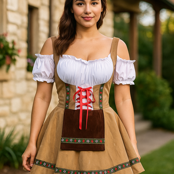 Women’s Oktoberfest Costume | Plus Size Puff Sleeve Mini Dress