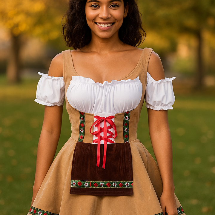 Women’s Oktoberfest Costume | Plus Size Puff Sleeve Mini Dress