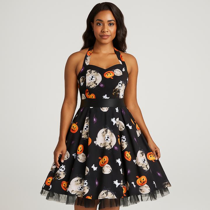 Women’s Halloween Dress | Cartoon Print Midi