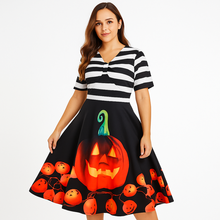 Women’s Halloween Midi Dress | Pumpkin Print
