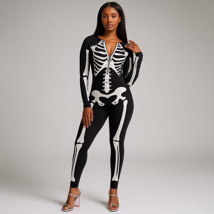 Women’s Halloween Jumpsuit | Skeleton Print Costume