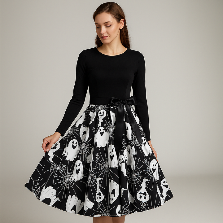 Women’s Halloween Costume Dress | Long Sleeve & Printed Skirt