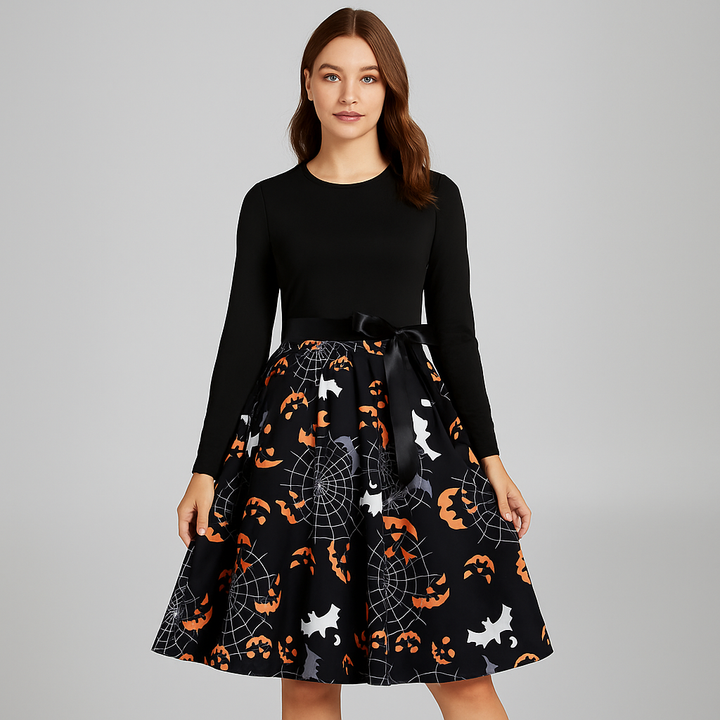 Women’s Halloween Costume Dress | Long Sleeve & Printed Skirt