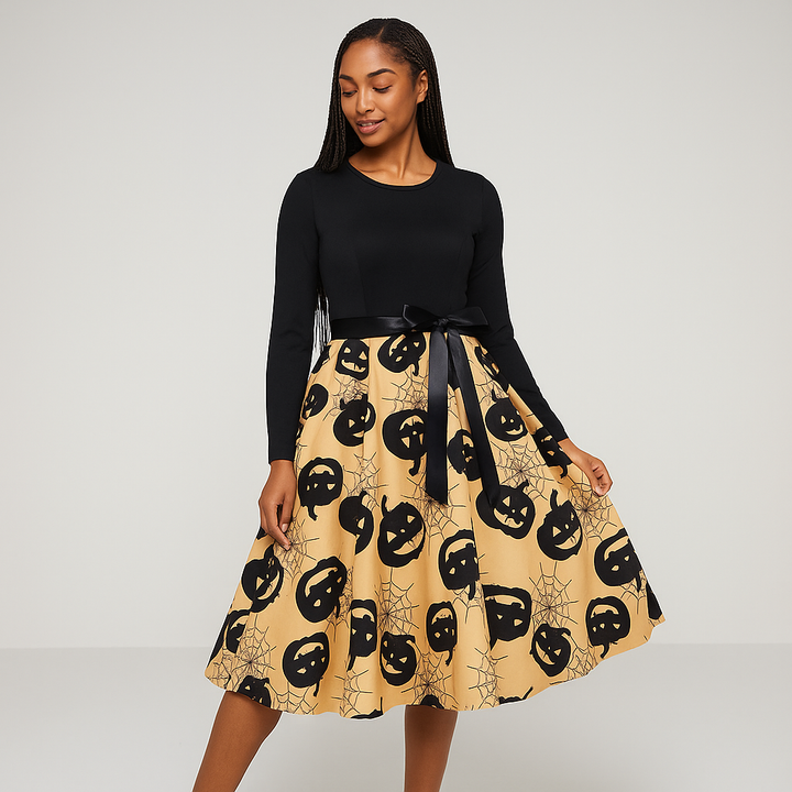 Women’s Halloween Costume Dress | Long Sleeve & Printed Skirt