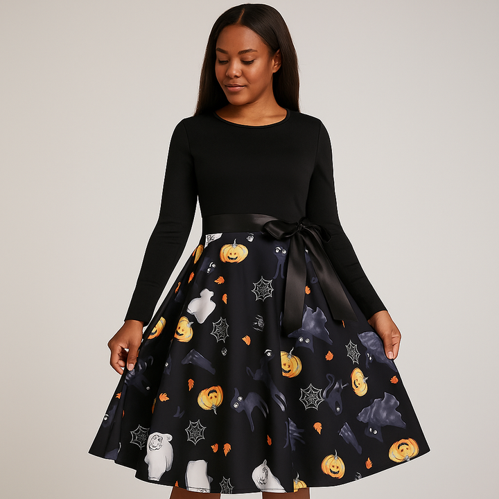 Women’s Halloween Costume Dress | Long Sleeve & Printed Skirt
