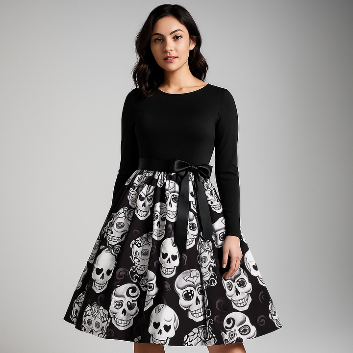 Women’s Halloween Costume Dress | Long Sleeve & Printed Skirt