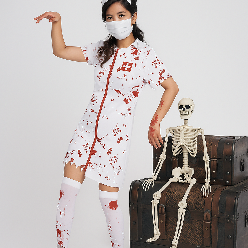 Women’s Halloween Nurse Costume | Blood Stain Print