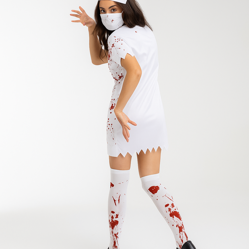 Women’s Halloween Nurse Costume | Blood Stain Print