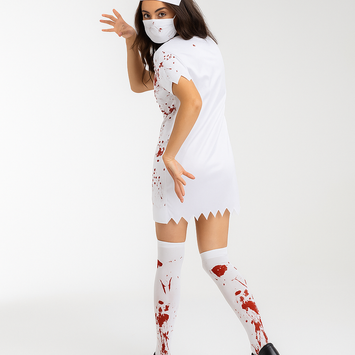 Women’s Halloween Nurse Costume | Blood Stain Print