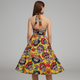 Women’s Halloween Costume Dress | Skull Print & Halter Neck Midi
