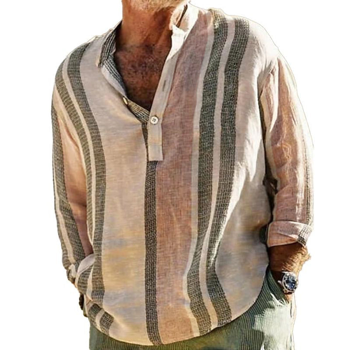 Cooper - V-neck striped lapel shirt